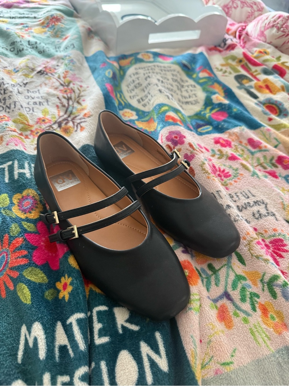 Dolce Vita Black Double-Strap Mary Jane Flats NWOT